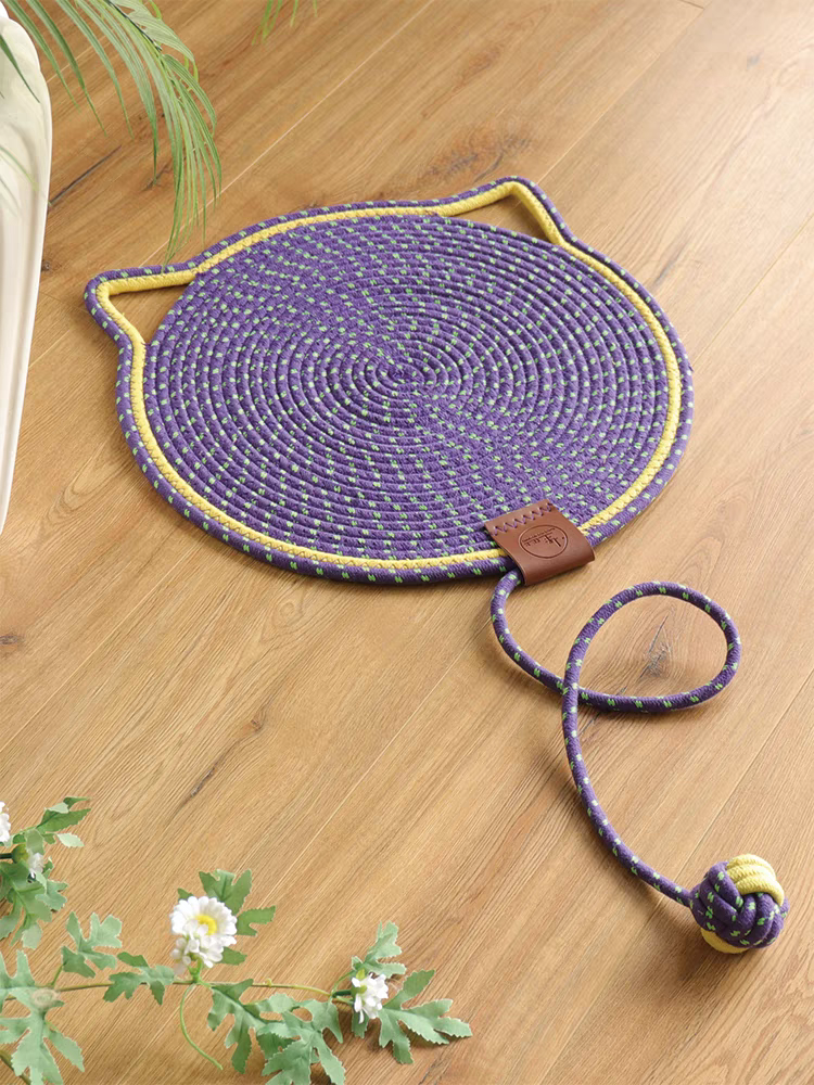 Cat Scratching Mat With Ball Toy – Durable Natural Sisal Pet Scratcher Pad