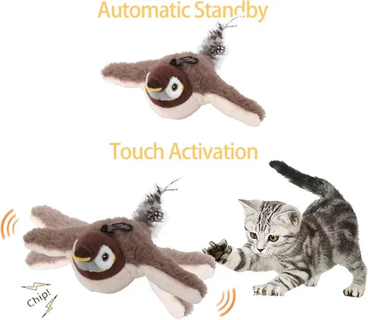 Flapping Wings Cat Toy - Interactive Sparrow Bird Toy for Feline Exercise & Playtime
