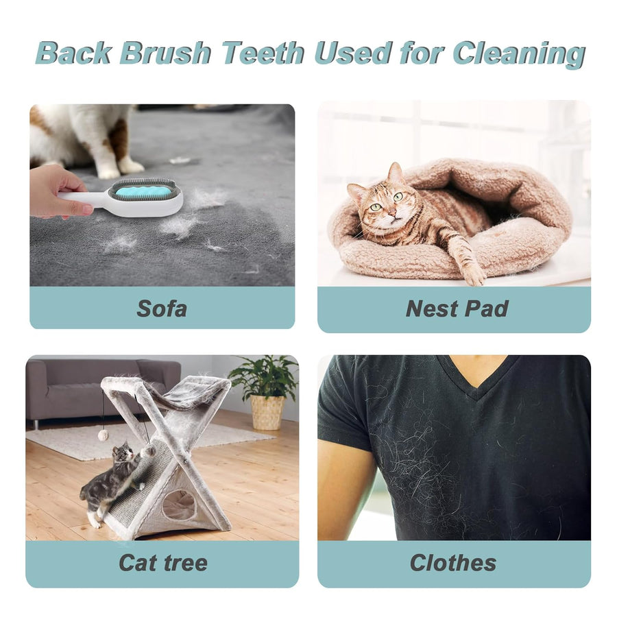 2 in 1 Cleaning Brush - Dual Sided Pet Grooming Brush for Cat Hair Removal