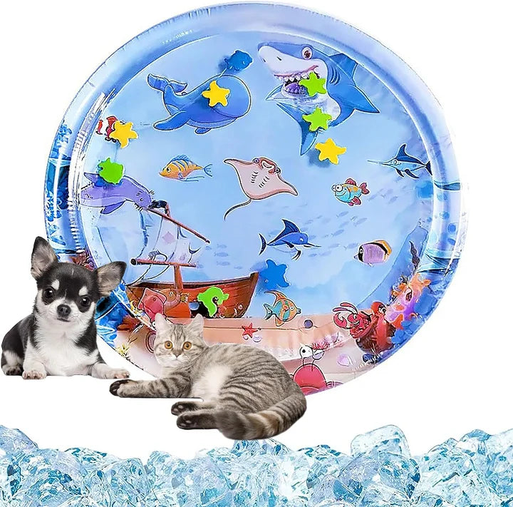 Pet Inflatable Water Mat | Scratch Resistant Cooling Pad & Interactive Toy
