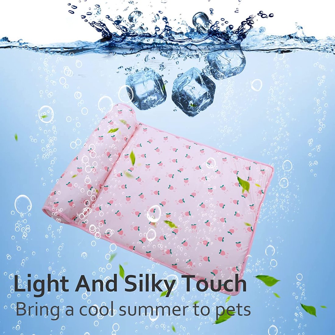 Ice Silk Cooling Mat – Breathable Pet Cushion with Soft Pillow for Dogs & Cats