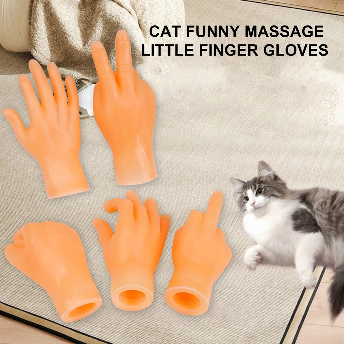 Cat Finger Gloves – 6PCS Silicone Pet Play Gloves For Interactive Fun