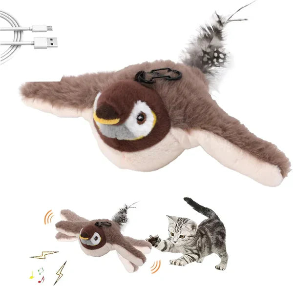 Flapping Wings Cat Toy - Interactive Sparrow Bird Toy for Feline Exercise & Playtime