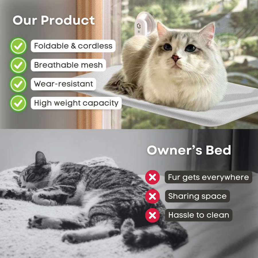 Cat Window Hammock – Durable Cat Bed With Suction Cups | Soft Cozy Lounger