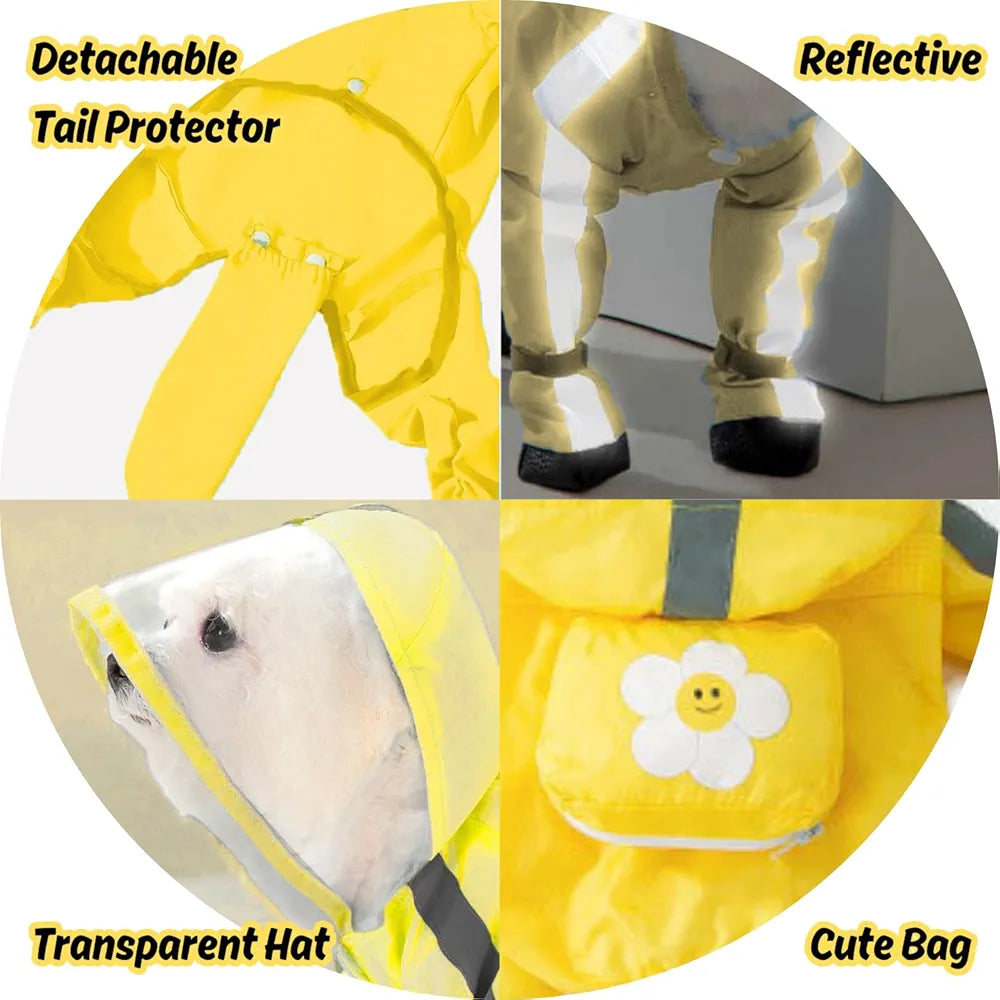 Full Coverage Raincoat - Waterproof Dog Coat with Back Bag for Canine Protection