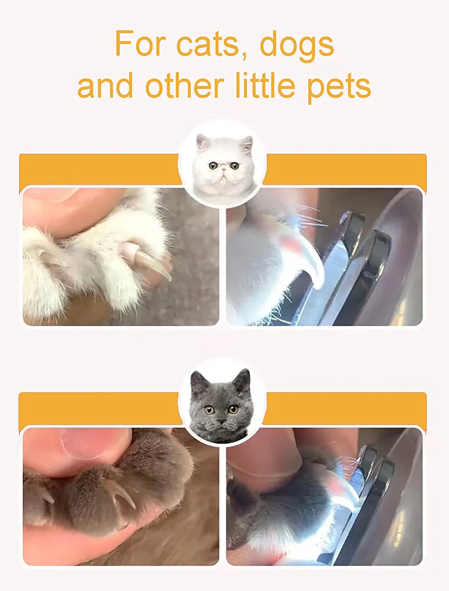 Cat Nail Trimmer - Quiet, Safe Clipper with Stainless Steel Blades | Easy Cat Grooming Tool