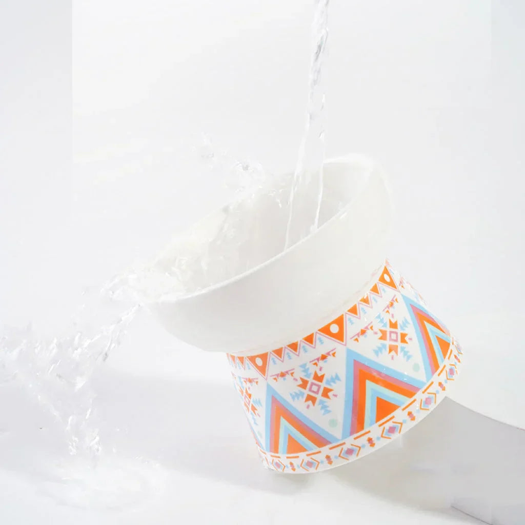 Ceramic Cat Bowl - Elevated Cat Dish With Whisker Fatigue Relief & Spill Resistant Design