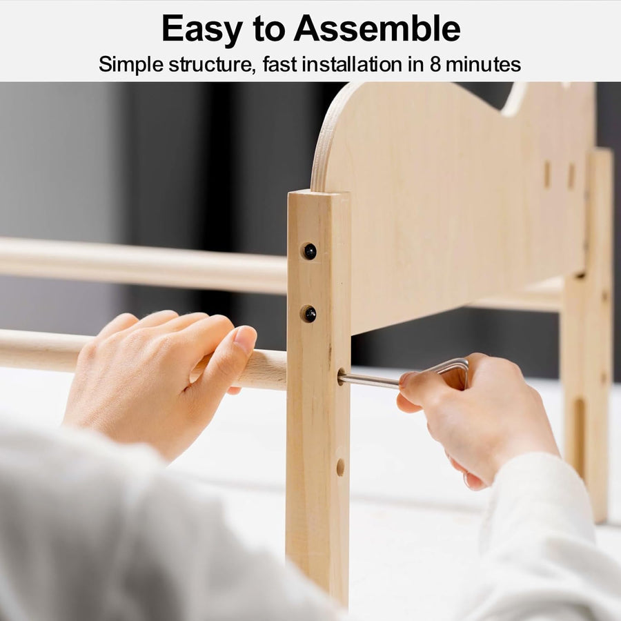 Cat Bed - Elevated Wooden Pet Bed With Removable Cover & Cozy Hammock