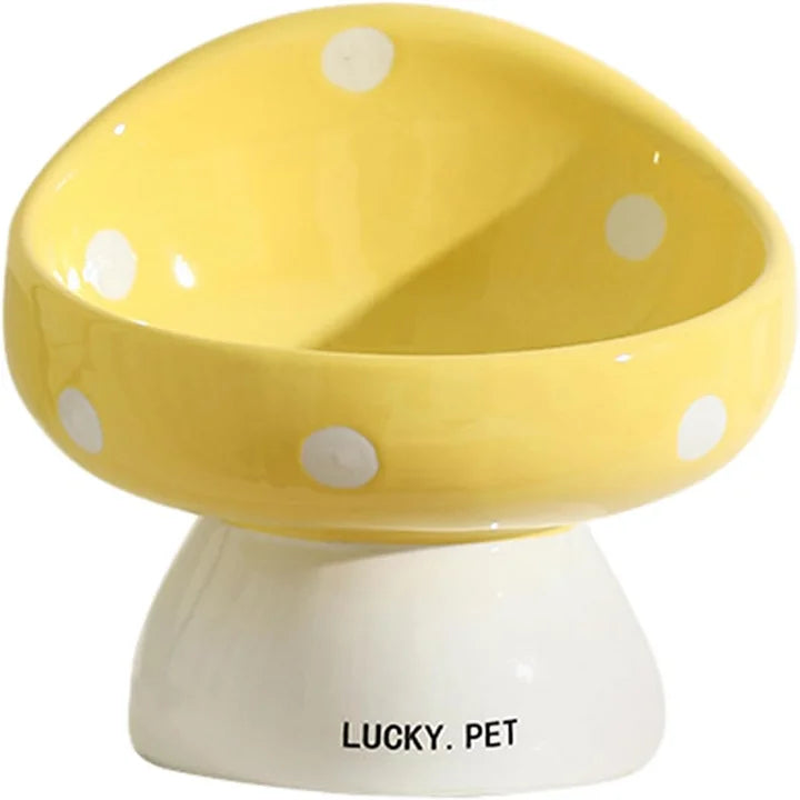Raised Cat Bowls - Ceramic Elevated Bowl | Easy Clean, Non Spill Cat Food Bowls