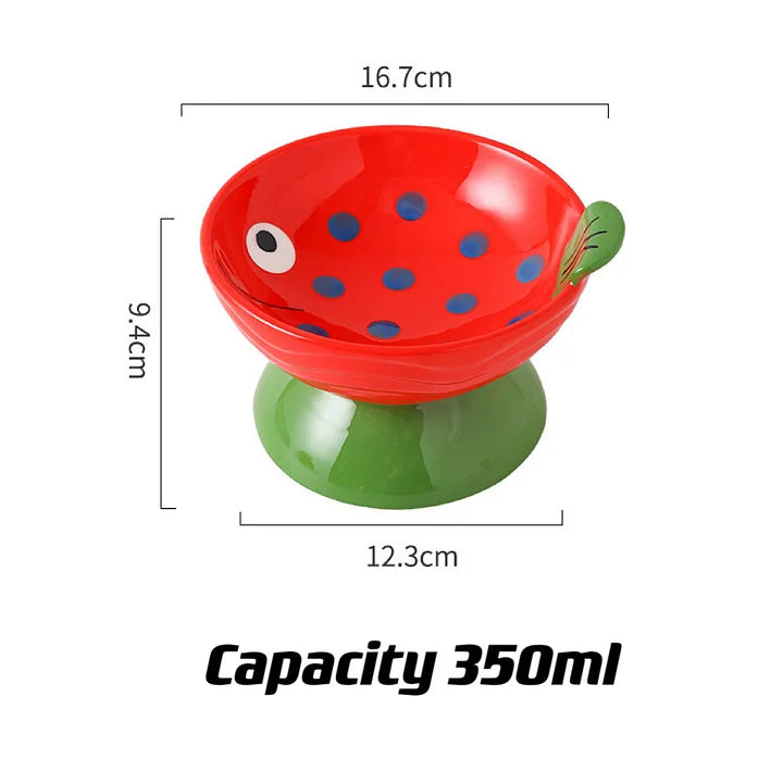 Ceramic Cat Bowl - Elevated Cat Bowl with Anti Spill Design & Non Slip Pet Feeder