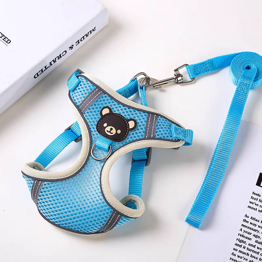 Adjustable Dog Harness – Soft Reflective Vest Style Harness with Leash for Secure Fit