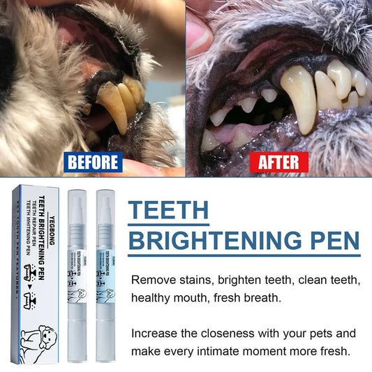 Pet Teeth Cleaning Pen - Dog Teeth Whitening & Tartar Removal Kit With Soft Brush