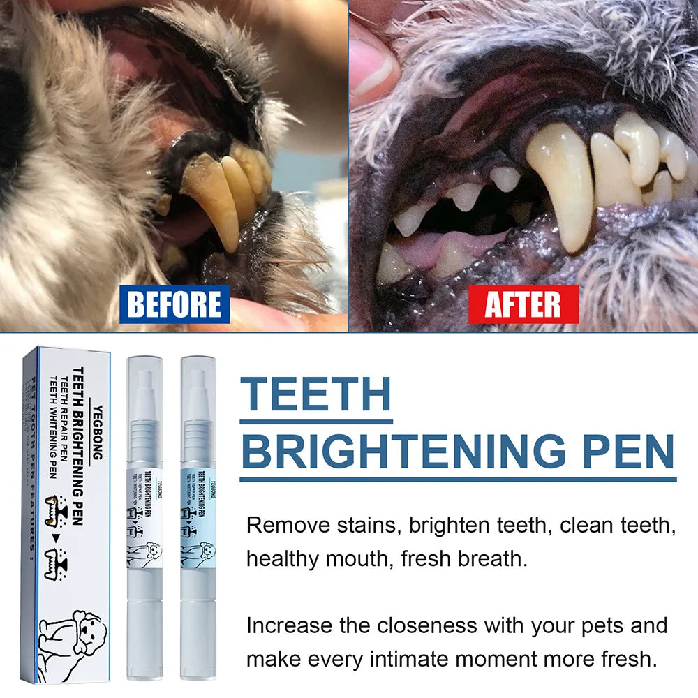 Pet Teeth Cleaning Pen - Dog Teeth Whitening & Tartar Removal Kit With Soft Brush