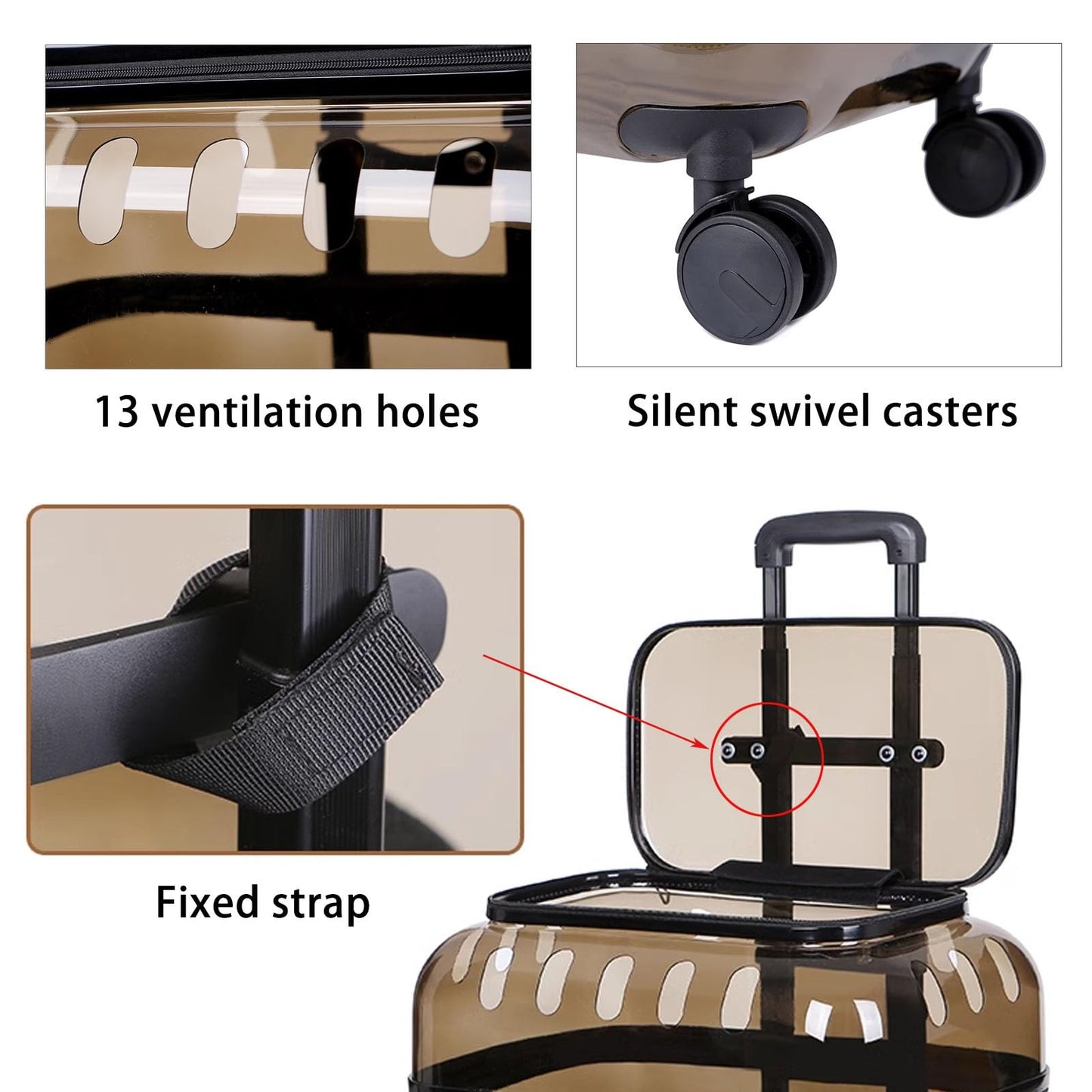 Pet Travel Trolley - Transparent Cat Suitcase With Large Capacity & Wheels