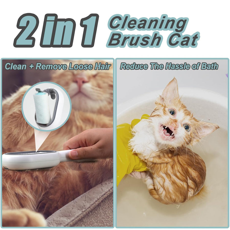 2 in 1 Cleaning Brush - Dual Sided Pet Grooming Brush for Cat Hair Removal