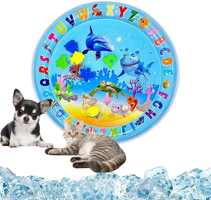 Pet Inflatable Water Mat | Scratch Resistant Cooling Pad & Interactive Toy