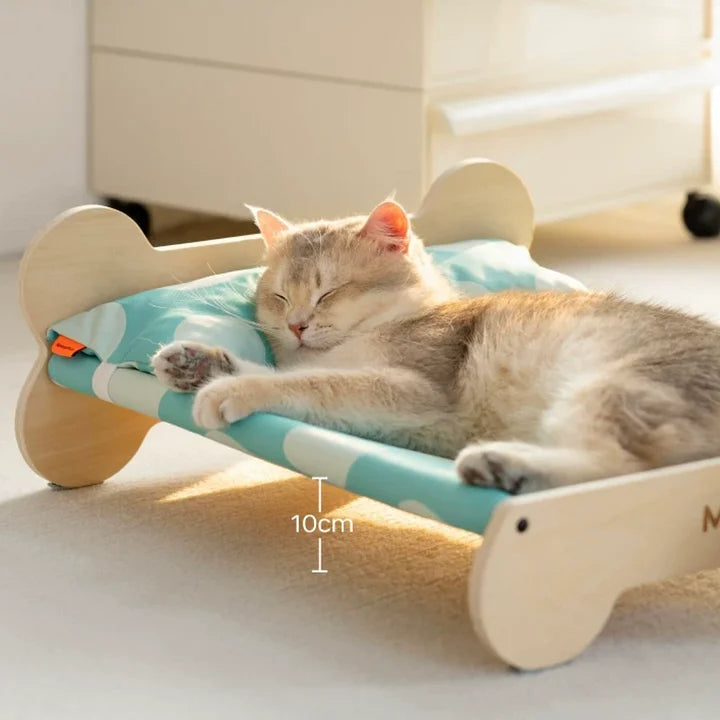 Luxury Wooden Cat Bed – Durable Elevated Pet Bed With Washable Cover