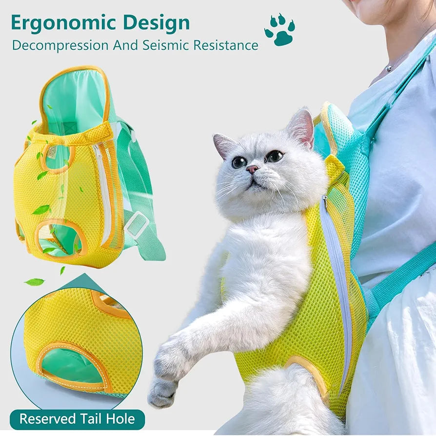 Breathable Mesh Backpack - Lightweight Four-Leg Pet Carrier for Travel & Hiking