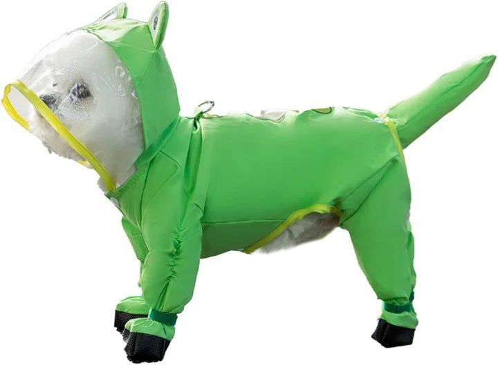 Small Dog Raincoat - Waterproof Full Coverage Rain Gear with Rain Shoes