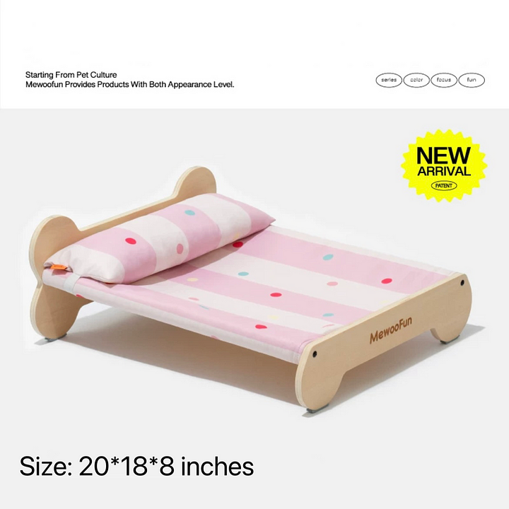 Luxury Wooden Cat Bed – Durable Elevated Pet Bed With Washable Cover