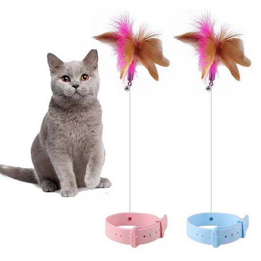 Cat Feather Collar – Self-Healing Durable Cat Toys with Soft Feather Trim