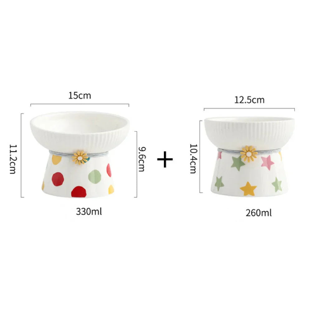 Ceramic Cat Bowl - Elevated Pet Feeding Dish | Whisker Fatigue Relief & Spill Resistant