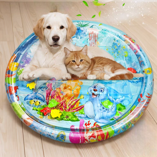 Pet Inflatable Water Mat | Scratch Resistant Cooling Pad & Interactive Toy