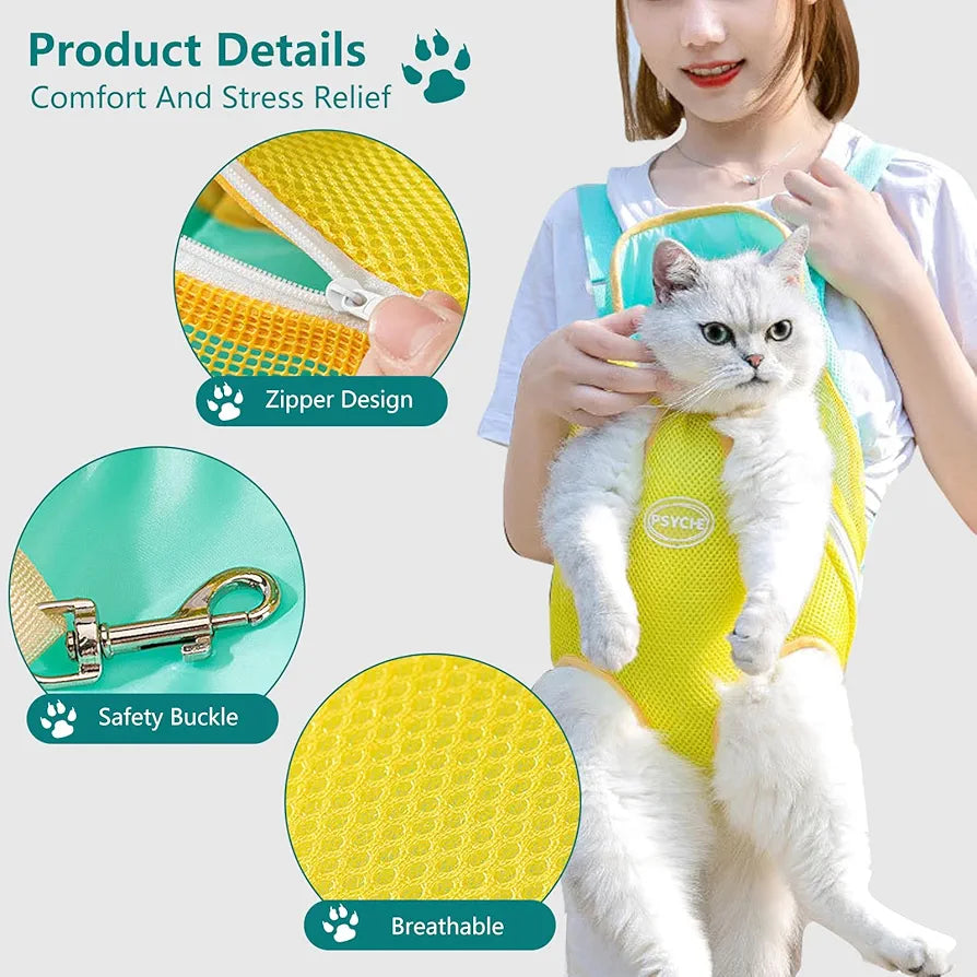 Breathable Mesh Backpack - Lightweight Four-Leg Pet Carrier for Travel & Hiking
