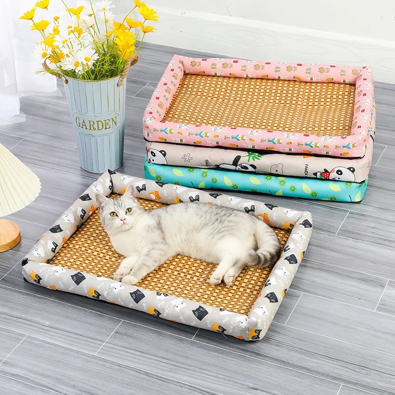 Pet Cooling Bed - Breathable Summer Mat With Soft Pillow & Anti Slip Design