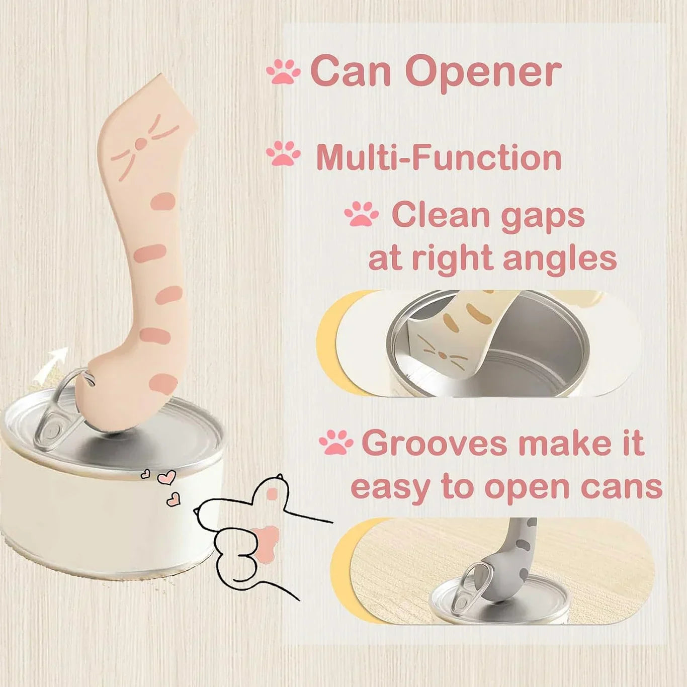 Pet Food Can Opener - Easy Open Can Lid & Wet Food Feeding Spoon for Cats