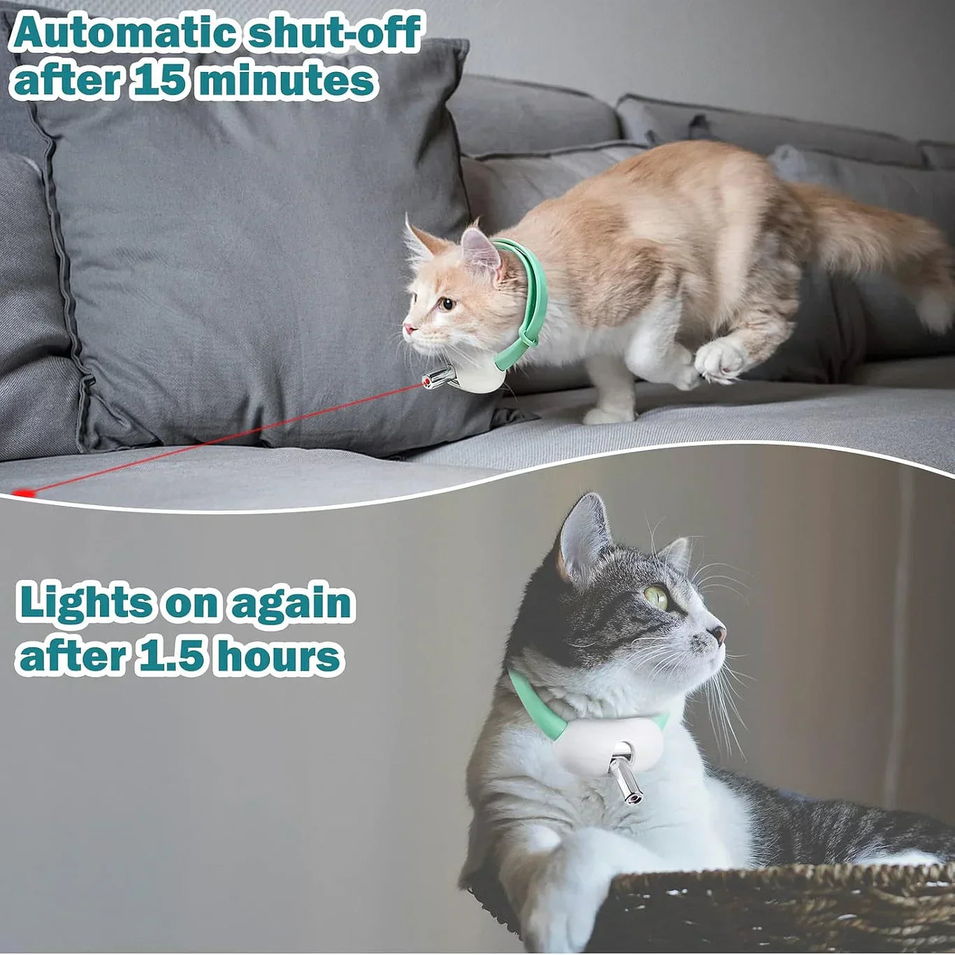 Automatic Cat Toy – USB Rechargeable LED Cat Light Collar with Adjustable Soft Light