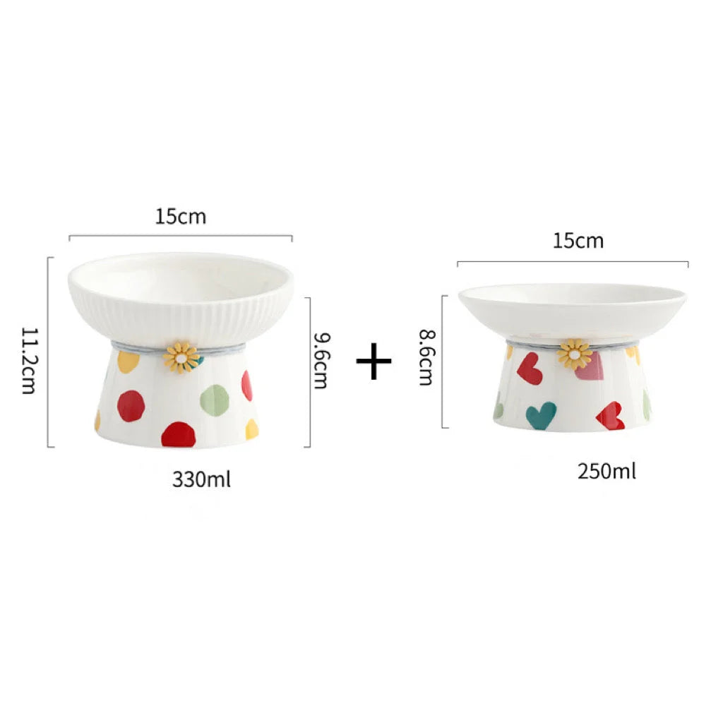 Ceramic Cat Bowl - Elevated Pet Feeding Dish | Whisker Fatigue Relief & Spill Resistant