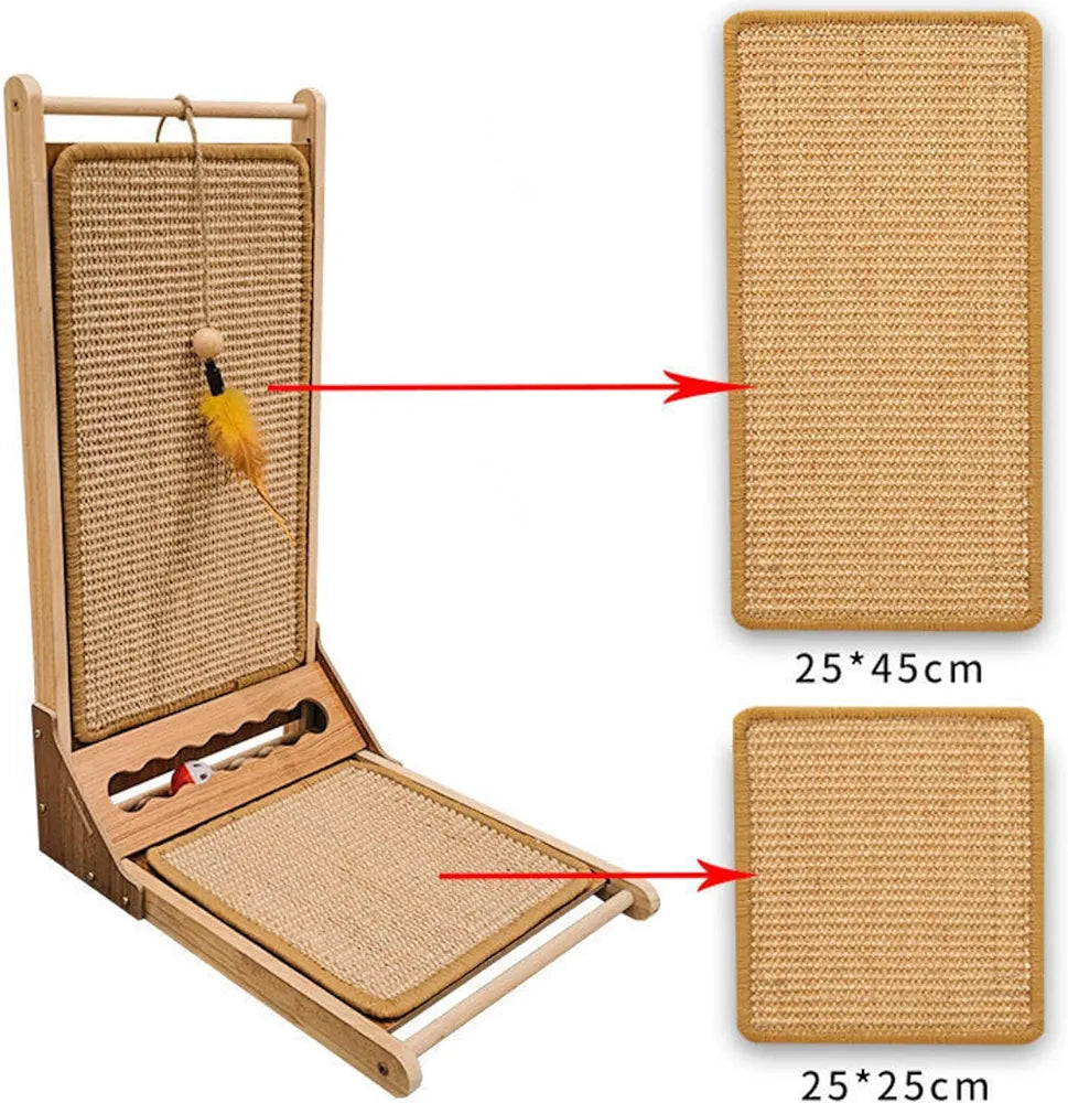 Cat Scratching Post With Adjustable Ramp - Durable Multi-Level Cat Scratcher Tower