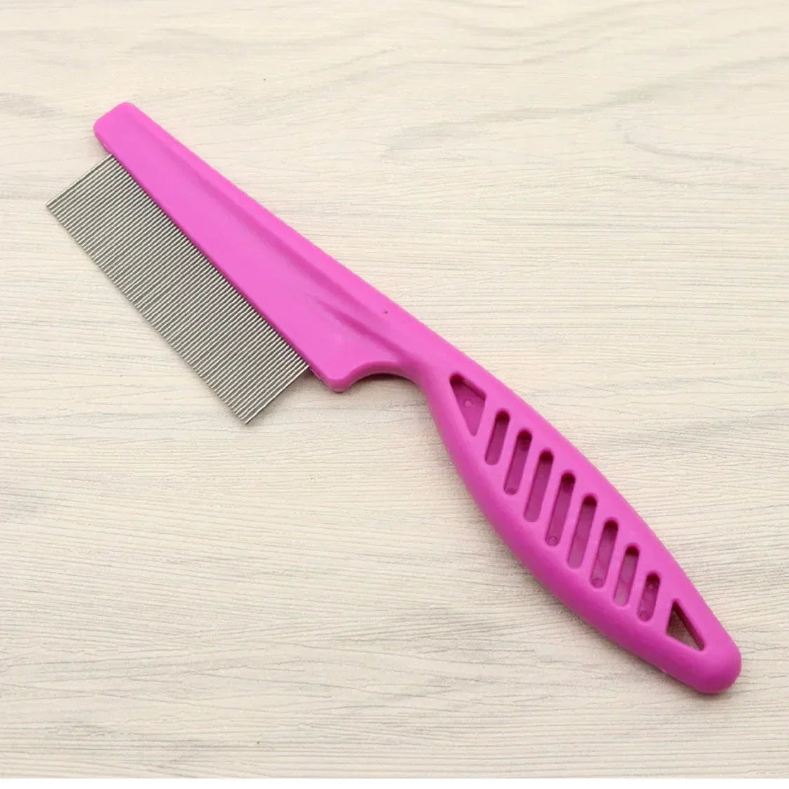 Pet Flea Comb – Stainless Steel Dematting Pet Tool With Ergonomic Rubber Handle