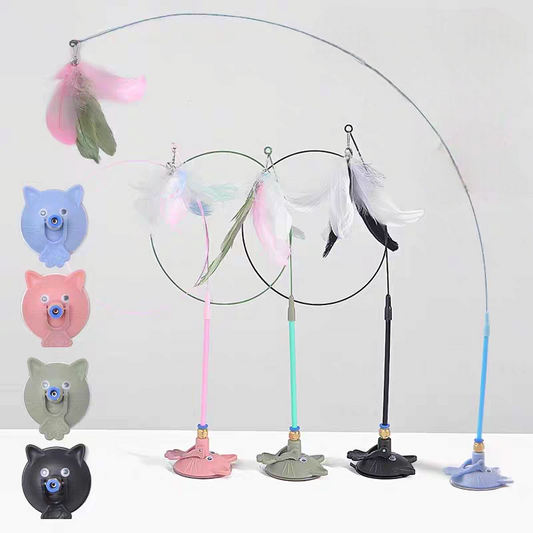 Cat Teasing Stick – Interactive Suction Cup Toy for Feline Play & Agility