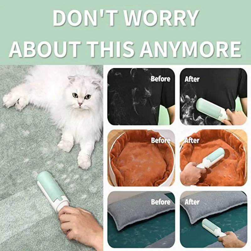 Pet Hair Remover - Reusable Adhesive Hair Removal Brush for Dogs & Cats