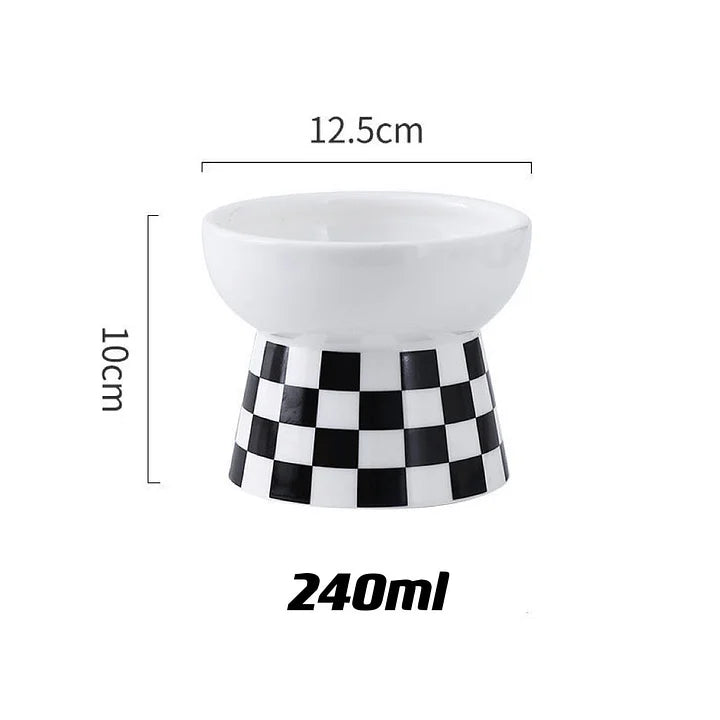 Ceramic Cat Bowl – Elevated Cat Feeder with Whisker Fatigue Relief & Spill Resistant Design