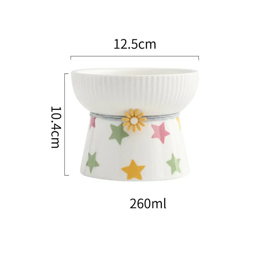 Ceramic Cat Bowl - Elevated Pet Feeding Dish | Whisker Fatigue Relief & Spill Resistant