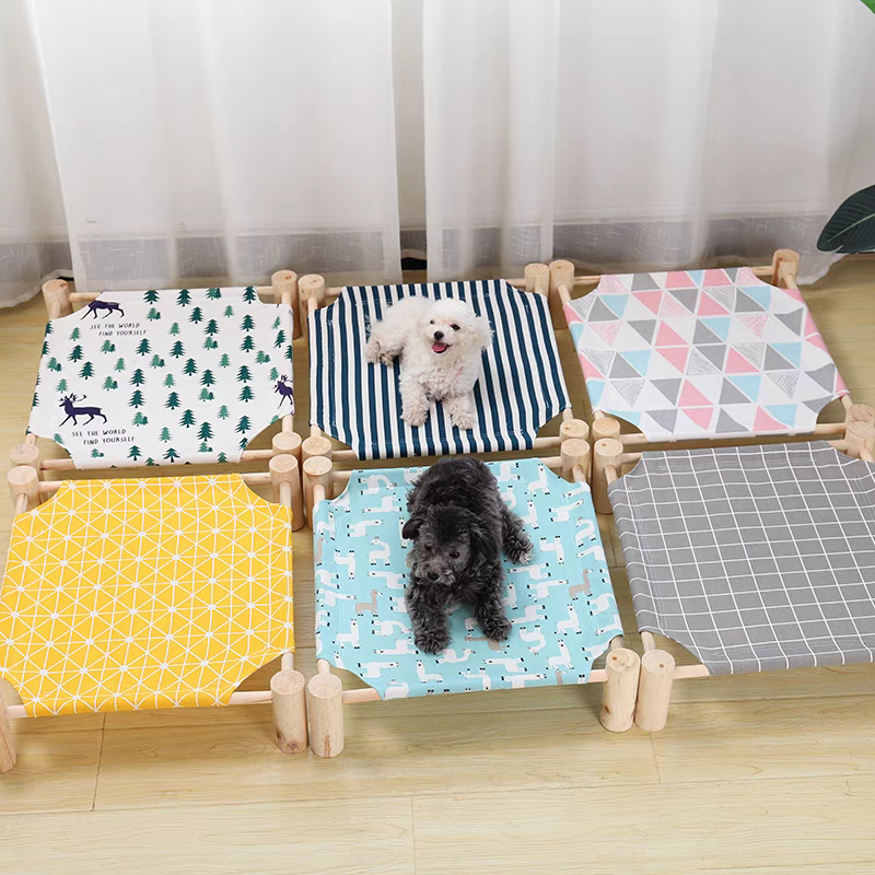 Wooden Dog Bed | Portable Dog Cot Raised Outdoor Camp Bed for Summer Comfort