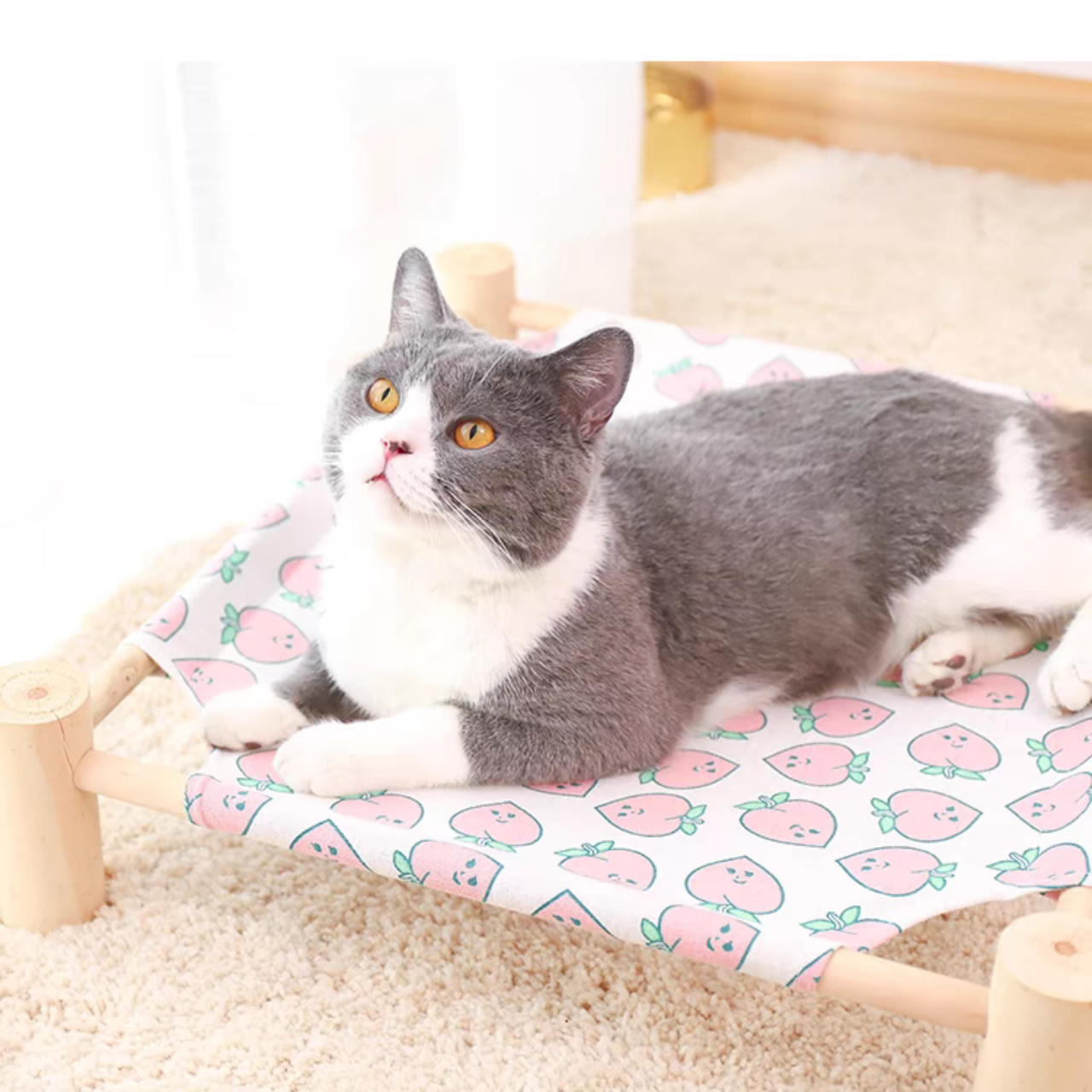 20240404-191655.png Wooden Cat Bed - Portable Cat Camp Bed | Eco Friendly Summer Pet Furniture - Image 1