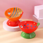 Ceramic Cat Bowl - Elevated Cat Bowl with Anti Spill Design & Non Slip Pet Feeder