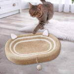 Cat Scratch Pad Oval Board - Durable Sisal Scratcher with Play Ball Toy